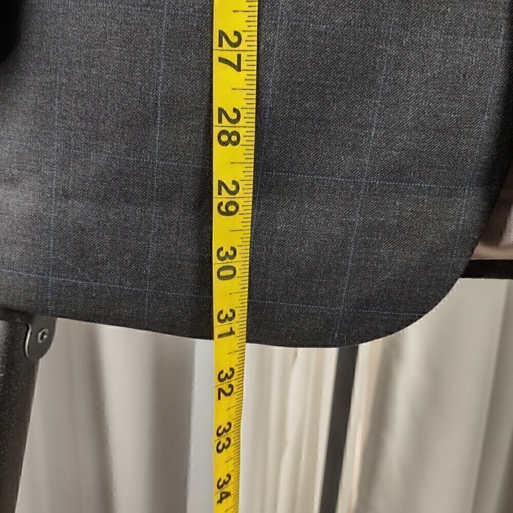 Perry Ellis Portfolio Dark Gray, W Blue Pinstripe 100% Wool Suit Jacket Size 40R - Picture 6 of 12